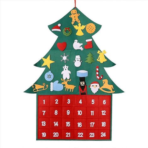 Calendrier de l'Avent Sapin de Noël en Feutrine DIY Décorations Suspendues à Accrocher (1/5)