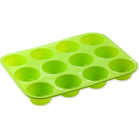 Moule à muffins en silicone, antiadhésif, 12 cavités, grand format, sans BPA, pour la cuisson des muffins et des œufs.
