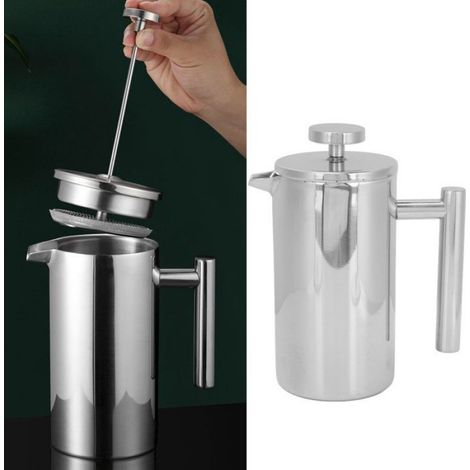 1 Cafetière à piston,Acier inoxydable 304,Double couche,Portable,Maison et voyage (1/5)