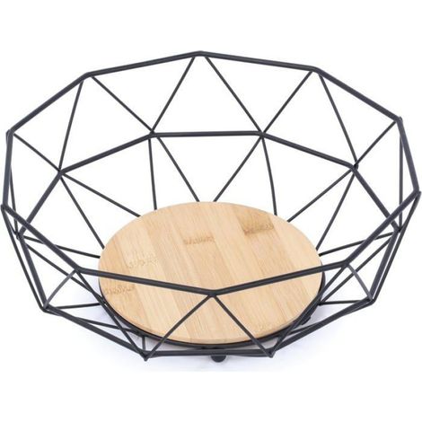 Corbeille à fruits Design industriel Bois & Acier ELIE Noir mat (1/3)