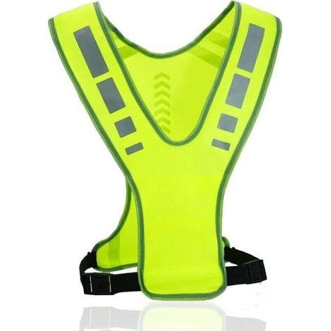 Gilet de course réfléchissant, gilet de sécurité réglable pour hommes et femmes, gilet de cyclisme jaune respirant haute visibilité, vêtements réfléchissants fluorescents, veste fluor (1/4)