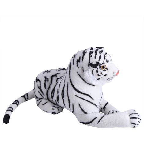 Peluche Tigre Artificiel Animal Réaliste Grand Félin Blanc Doux Coussin (1/5)