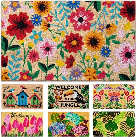 Exterieur Entree - Botanique - 40x70 cm - Tapis Entree Exterieur Antidérapant - Tapis Coco Interieur - Paillasson Coco (1/5)