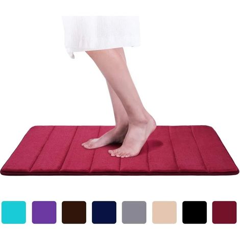 MINKUROW Badematte Rutschfeste, saugfähige Badematte, waschbare Badematte – 50 x 80 cm (Weinrot) (1/5)