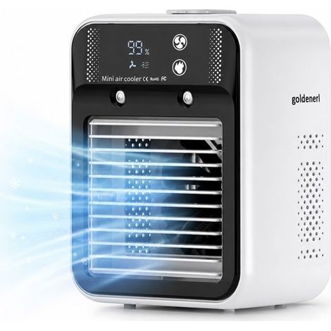 Ventilateur humidificateur - goldenerl - Refroidisseur d’air mobile à eau 2 vitesses de vent puissant Ventilateur 9 pales anti-bruit (1/5)