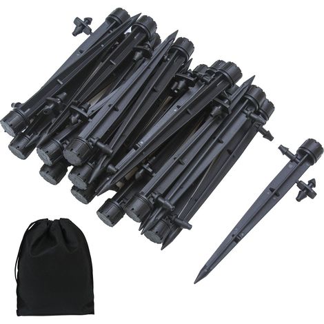 Goutteur D'Arrosage Réglable - 360° Avec 8 Orifices - Pour Tube 4 mm ou 7 mm - Hauteur 13,5 cm - Lot de 60 Pièces Avec Sac de Rangement (1/5)