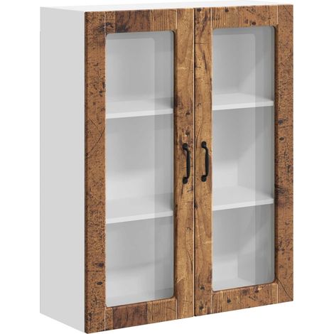 Maison Exclusive - Mobile in vetro da parete LUCCA Legno antico 80 x 31 x 100 cm