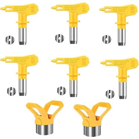 (modèles 515, 517, 519, 521, 523, 525)Buse de pulvérisation airless jaune, 6 pièces buses de pulvérisation airless, buses de pistolet de pulvérisation (1/4)