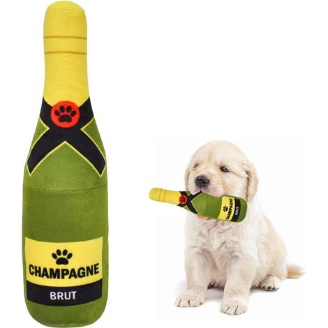 Jouets à Couinement pour Chiens, Jouets pour Chiens en Peluche, Bouteille de Champagne en Peluche 22 cm, Jouets pour Chiots, Petits, Moyens, Grands Chiens, Animaux de Compagnie (1/5)