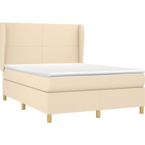 vidaXL Giroletto a Molle con Materasso Crema 140x200 cm in Tessuto (1/5)