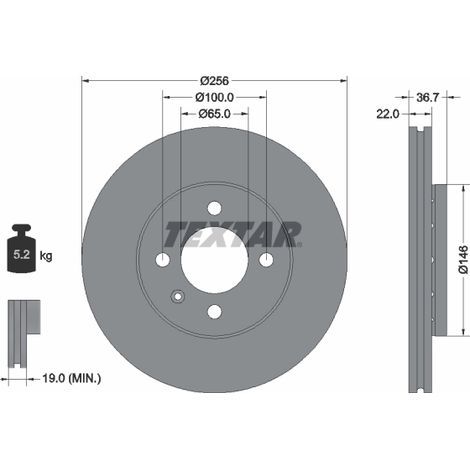 Lot de 2 Disques de frein Textar 92287003 SKODA 1S0615301M
