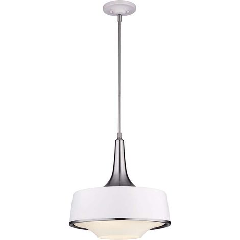 Elstead - Luminaire suspendu à 4 ampoules Dome blanc, acier brossé, E27 (1/2)