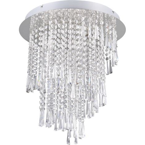 Plafonnier glamour chromé cristal LED 30W, télécommande (1/4)