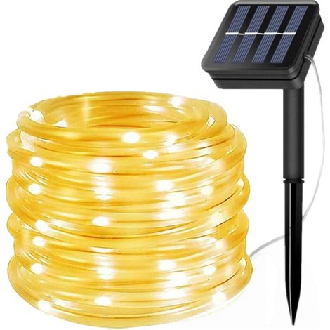 Guirlande Lumineuse Solaire - 200 LED Cuivre Flexible - Étanche IP65 - 12 M - 8 Modes d'Éclairage - Pour Jardin Terrasse Mariage Décoration Extérieure (1/5)