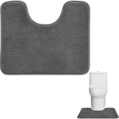 Tapis de Salle de Bain antidérapant 1 pièce, U-Shape en Microfibre épaisse et Douce, Haute Absorption d’Eau, séchage Rapide, 50x60 cm Gris, idéal Sortie de Douche et Contour WC (1/5)