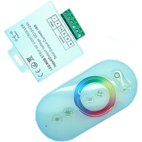 MW-CTR-RGB-6A-01: RGB-Controller aus Aluminium für Funkwellen, 12V/24Vdc 3x6A, Touchscreen-Fernbedienung