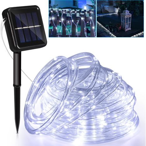 SWANEW Tubo flessibile per luce solare Tubo flessibile per luce a LED Catena luminosa per esterni Rete per luce bianca fredda 10M (1/5)