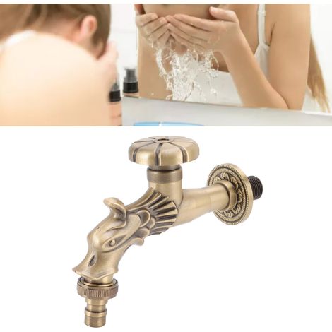 Robinet suspendu en laiton gravé, style vintage, petit robinet décoratif d'extérieur pour jardin, robinet pour machine à laver, robinet pour balai à franges, robinet de toilette (1/5)