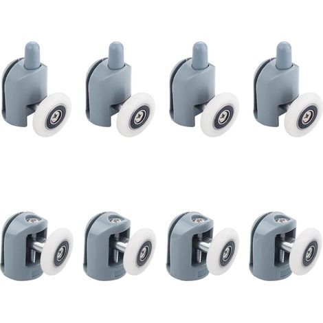 AIDUCHO 8 piezas de rodillos de 23 mm para puertas correderas de ducha, ruedas para puertas de ducha, mamparas de baño y puertas de baño (gris) (1/5)