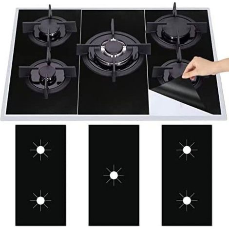3Pcs Plaque de Cuisson à Gaz Protection en Téflon, Tapis de Cuisinière à Gaziniere Gaz Réutilisables, Protection d'écran Anti-adhésif, Nettoyage Rapide (1/5)