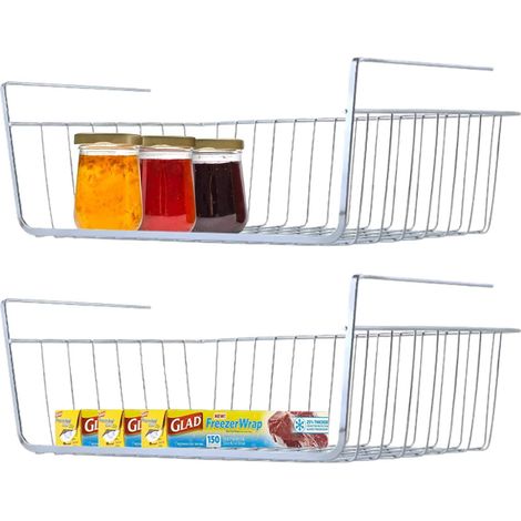 Unterregalkorb, 2er-Pack Edelstahl-Drahtgestelle für Schrankstärken bis zu 1,2 Zoll