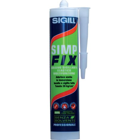 SIGILL, Simp Fix Adesivo Sigillante Ibrido per Applicazioni Difficili, Incolla e Sigilla Tutto, Tenuta 20 kg/cm, Formulato con Innovativa Famiglia di Polimeri, Made in Italy, Cartuccia 290 ml, Grigio