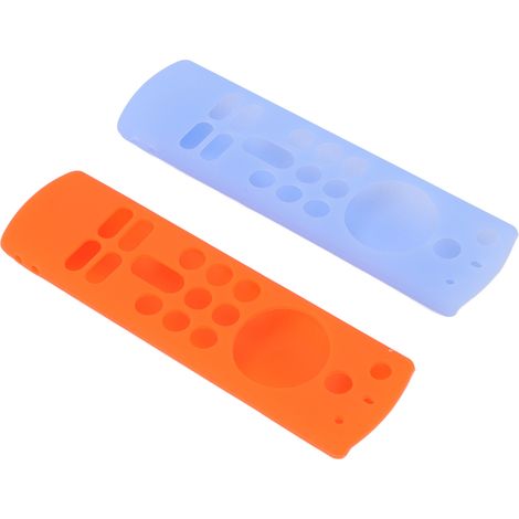 Lot de 2 coques de protection en silicone antidérapantes et antichoc pour télécommande vocale 3e génération, avec cordon, bleu et orange lumineux. (1/5)