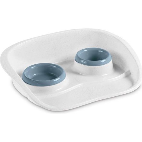 Set Dinner composto da vassoio in plastica con 2 ciotole per cani e gatti (1/2)