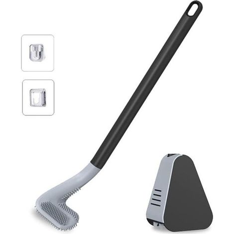 Brosse Toilette Silicone,Brosse Toilettes WC Suspendu Balayette WC Silicone Murale, Brosse de Toilette Golf avec Support à Séchage (1/4)