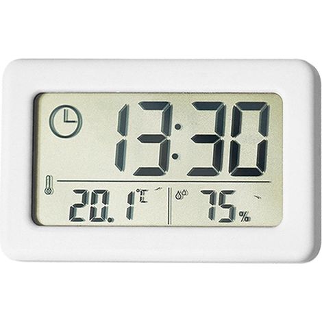 Horloge numérique température et humidité - Légère et fine - Affichage de la température et de l'humidité - 1 pièce - Blanc (1/5)