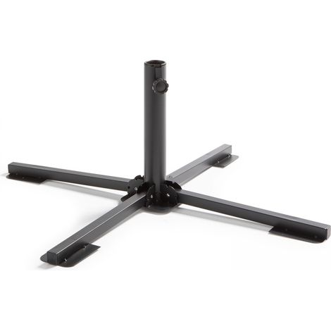 Pied de parasol pliant acier noir 84 x 84 cm