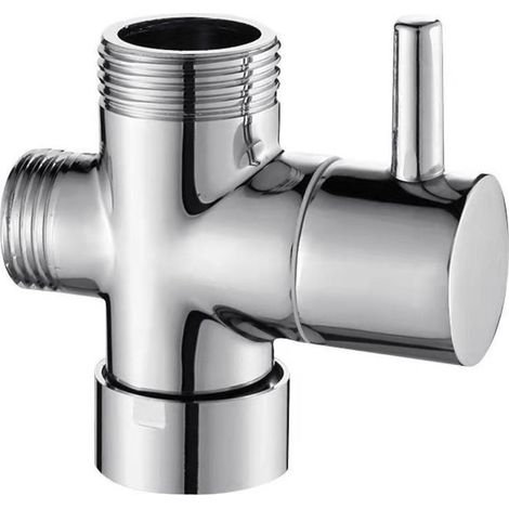Valve 3 voies en laiton massif G1/2" Douchette Composants de Douche Raccord universels, Chrome DSF007 (1/5)