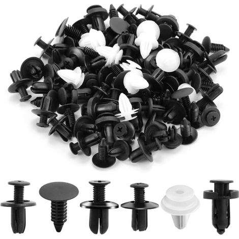 Clip de Fixation de Voiture,Fixation de Carrosserie Garniture de Voiture,Retenue Vehicle Clips Rivets en Plastique,pour Auto Voitures Panneaux de Porte,Fort et Robuste,100PCS (1/5)