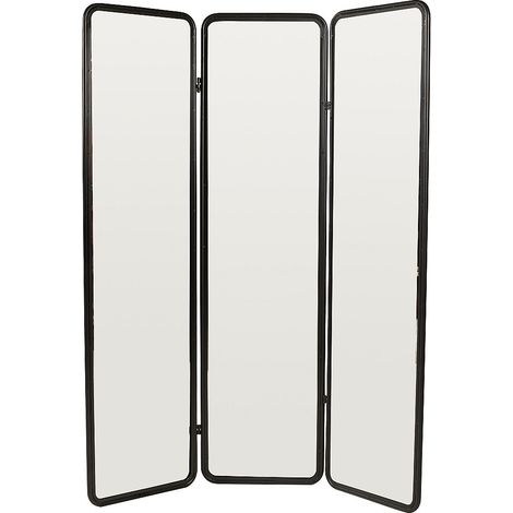 Paravent miroir 3 pans en métal - L. 146 x H. 180 cm - Noir - MIROLY