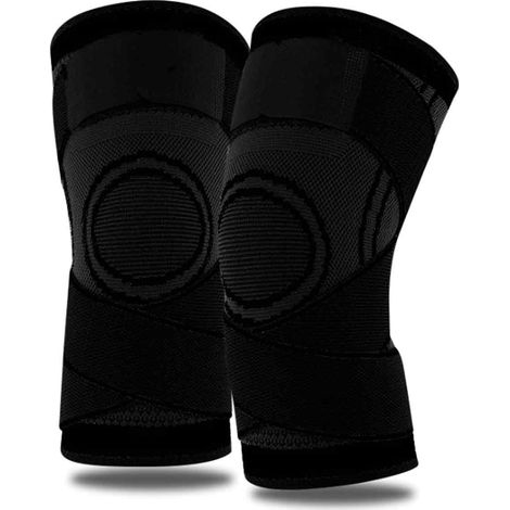 Manchon De Compression Pour Genou - Double Sangle Et Anneau Amortisseur - Pour Course Et Basketball - Paire (1/5)