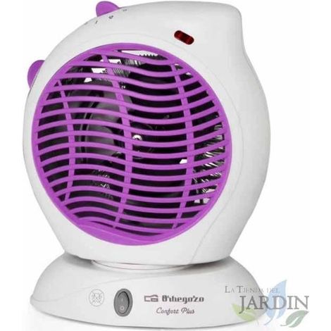 Radiateur soufflant oscillant FH5580 2000W Orbegozo, Chauffage d'appoint, 2 modes de puissance, fonction ventilateur, blanc-rose