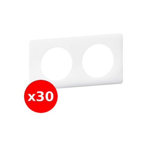 LEGRAND - Cu00e9liane - LOT de 30 Plaques de finition 2 postes Yesterday - Blanc - Ru00e9f. : 066632X30 (1/2)