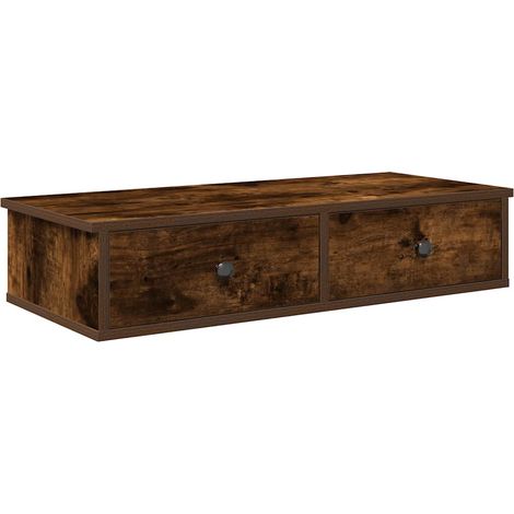 Maison Exclusive - Wandregal mit Schubladen Räuchereiche 80x31x17