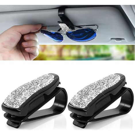 Porte-lunettes bling pour pare-soleil de voiture, universel, en strass cristal (1/5)