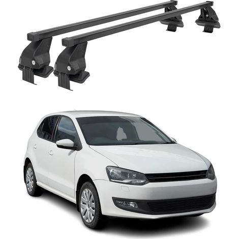 OMAC Barres de toit transversales en acier pour VW Polo mk5 2009-2017 3 Portes – Antivol inclus – Testées City Crash – DIN 75302:2019 – ISO/PAS 11154:2006 – Charge max 50 kg Noir