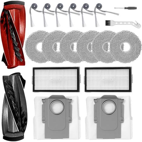 Zubehörset für Roborock Saros 10R Roboterstaubsauger, 1 Paar Walzenbürsten, 6 Seitenbürsten, 6 Tücher, 2 Filter, 2 Staubbeutel, 1 Gänsekopfbürste, 1 Schraubendreher (1/5)