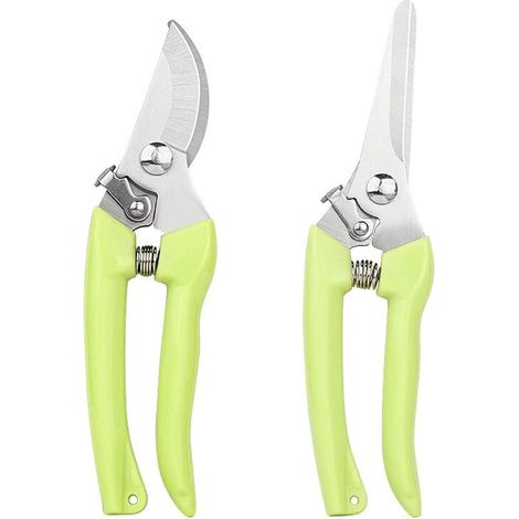 2Pcs ciseaux à fleurs en acier inoxydable avec verrouillage (Vert) (1/5)