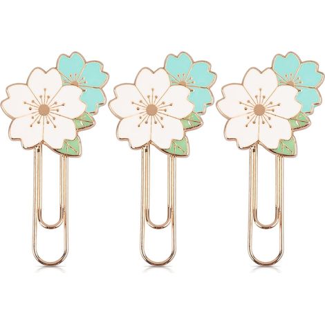 Lot de 3 trombones à motifs de fleurs de cerisier, jolis trombones sakura colorés (1/5)