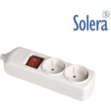 Bipolarer Sockel mit 2 Ausgängen t/tl 10/16A 250V Weiß + Lichtschalter Solera 8002IL