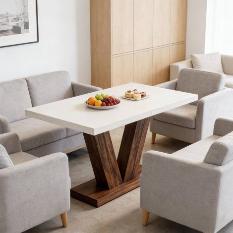 Mesa de comedor 120x80x75 cm de madera, estilo rústico industrial, para 4-6 personas (1/5)