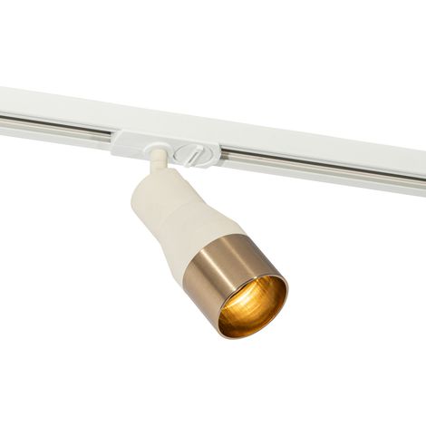 QAZQA kohua - Système de rail spot luminaire plafond, plafonnier compatible pour led - 1 lumière - Ø 6 cm - Beige - Moderne - éclairage intérieur - Salon I Chambre I Cuisine I Salle à manger