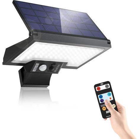 Lampe Solaire Extérieur avec Télécommande pour Jardin 3 températures de couleur De Mouvement, 2600mAh, 4 Modes, Applique Murale De Sécurité étanche Sans Fil (1/5)