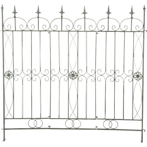CLP – Clôture de jardin en fer vert antique 115 cm – Métal solide résistant aux intempéries – Bordure décorative pour massifs