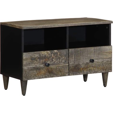 Mobile TV moderno 70 x 33 x 46 cm ampio spazio di archiviazione atmosfera accogliente legno di mango grigio chiaro 020057746