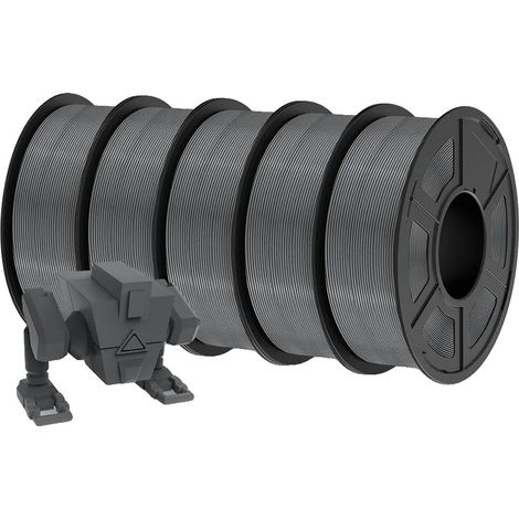 Filamento per stampante 3D, diametro 1,75 mm, adesione strato migliorata, PLA P grigio, 5 rotoli (1/2)